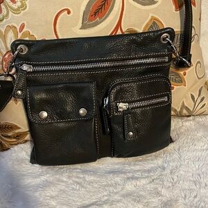 Fossil Shoulder Black Leather Cross Body Bag